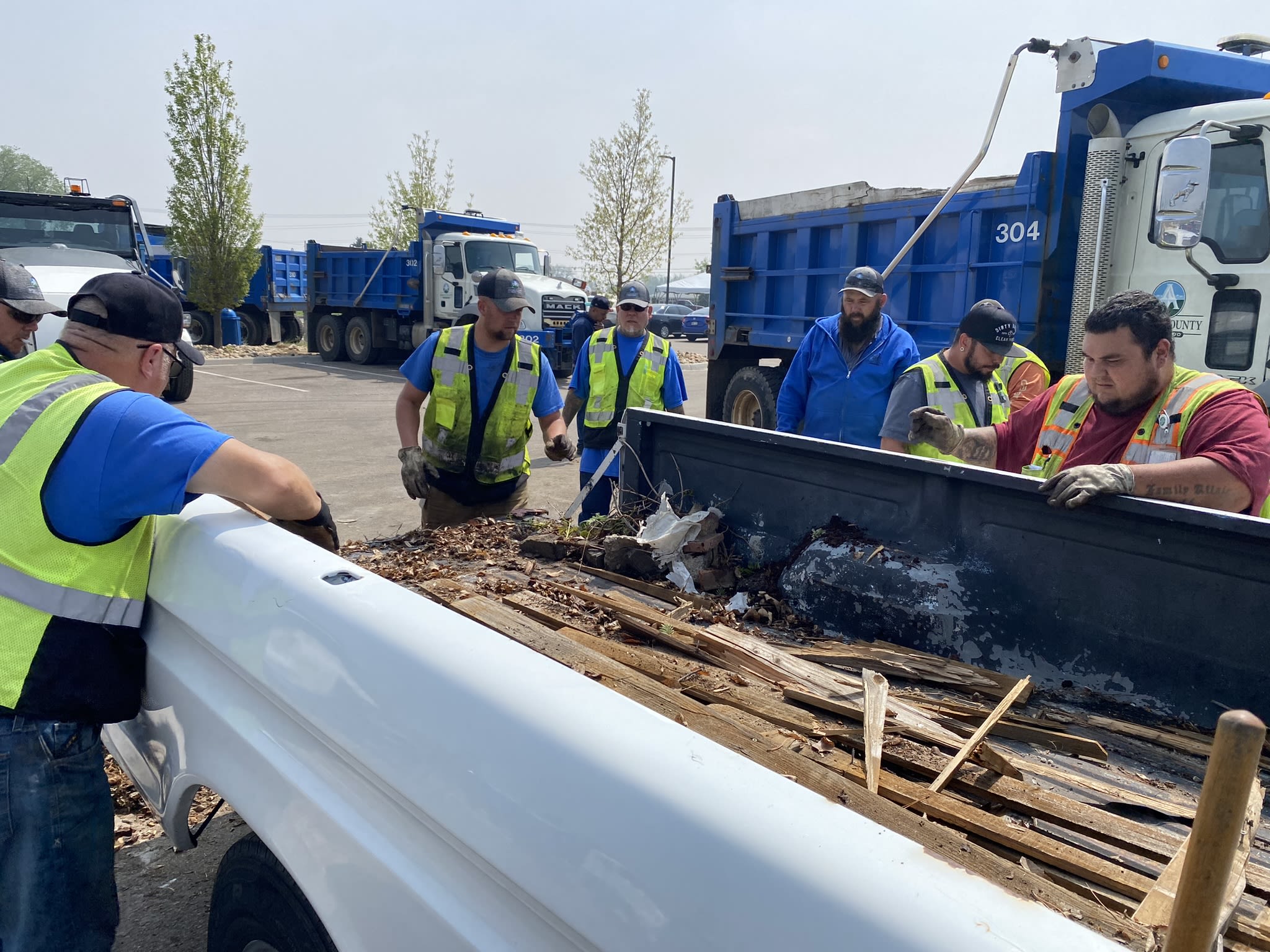 Adams County staff participating in a Neighborhood Cleanup. 